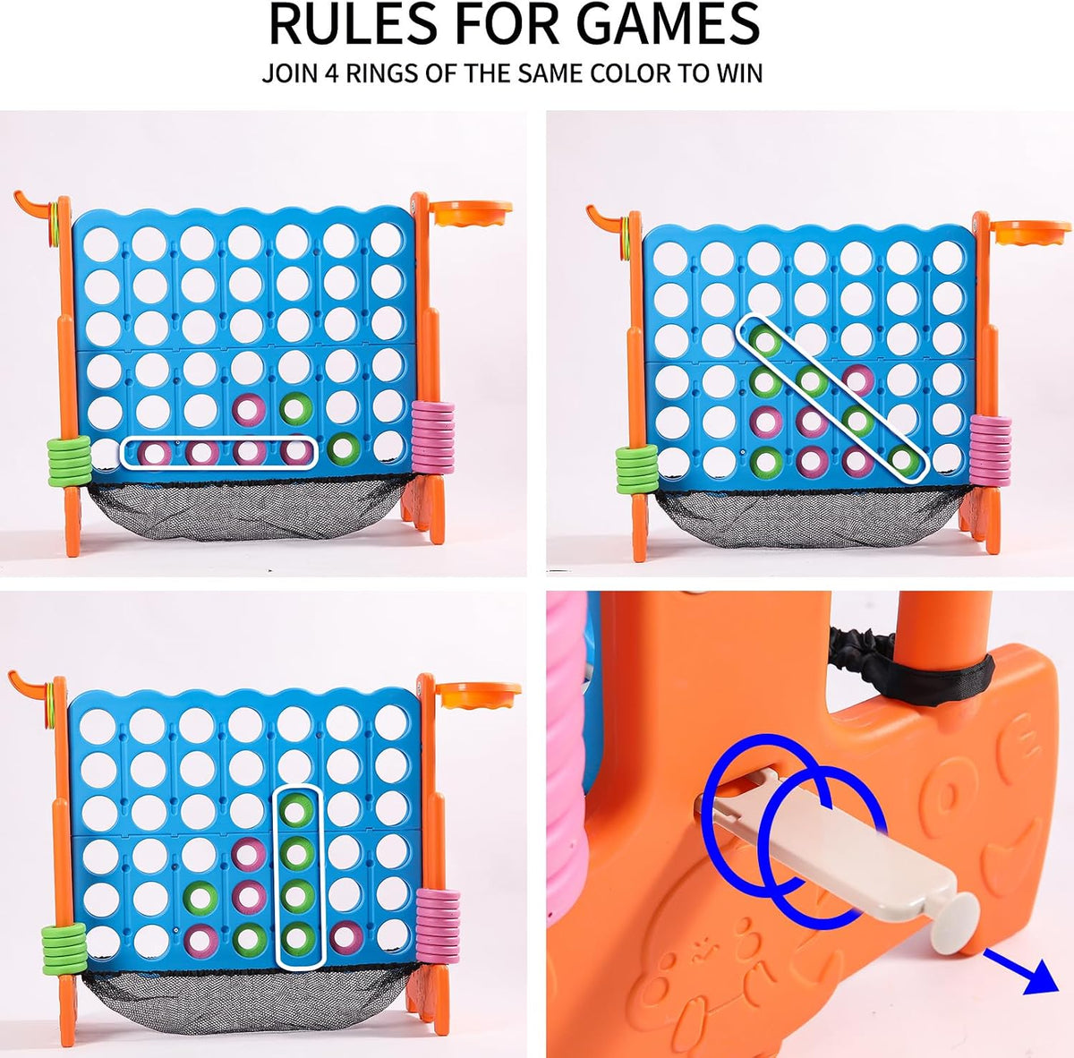 Giant 4 Row Game with Carrying Bag and Mesh Fabric .Giant 4-to-Score - Orange - image 2