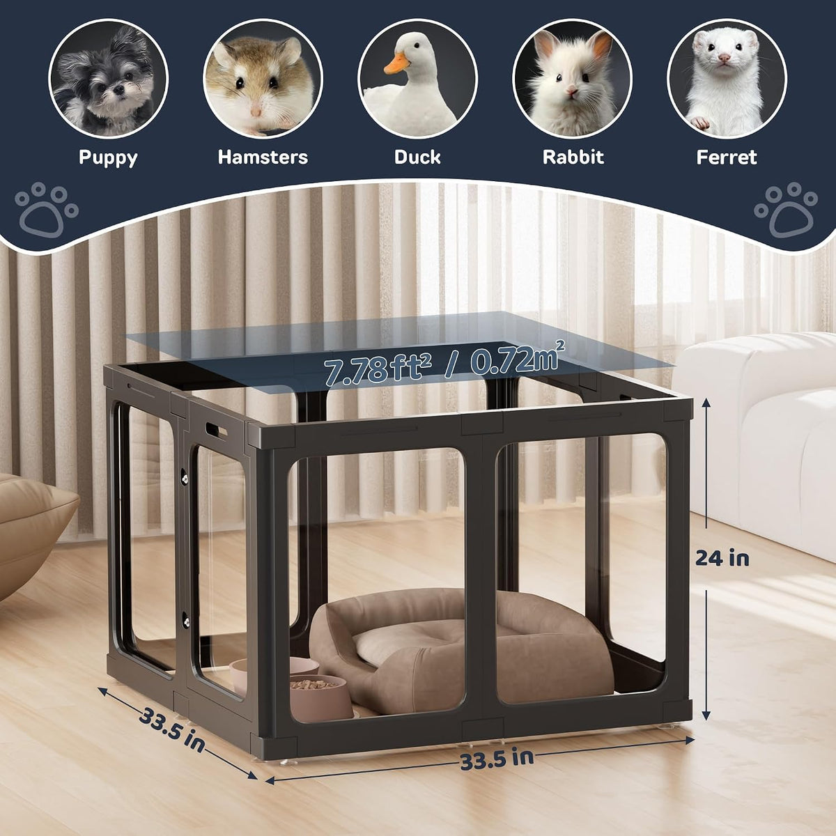 Jalove 12PCS Dog Playpen Clear Puppy Playpen Indoor - Black / 8 / 24inch - image 2