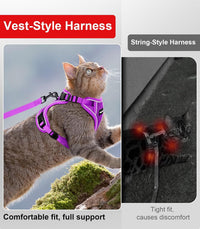 Cat Harness and Leash for Walking Escape Proof Soft Adjustable Cat - Purple / S (7-12lb) - image 4