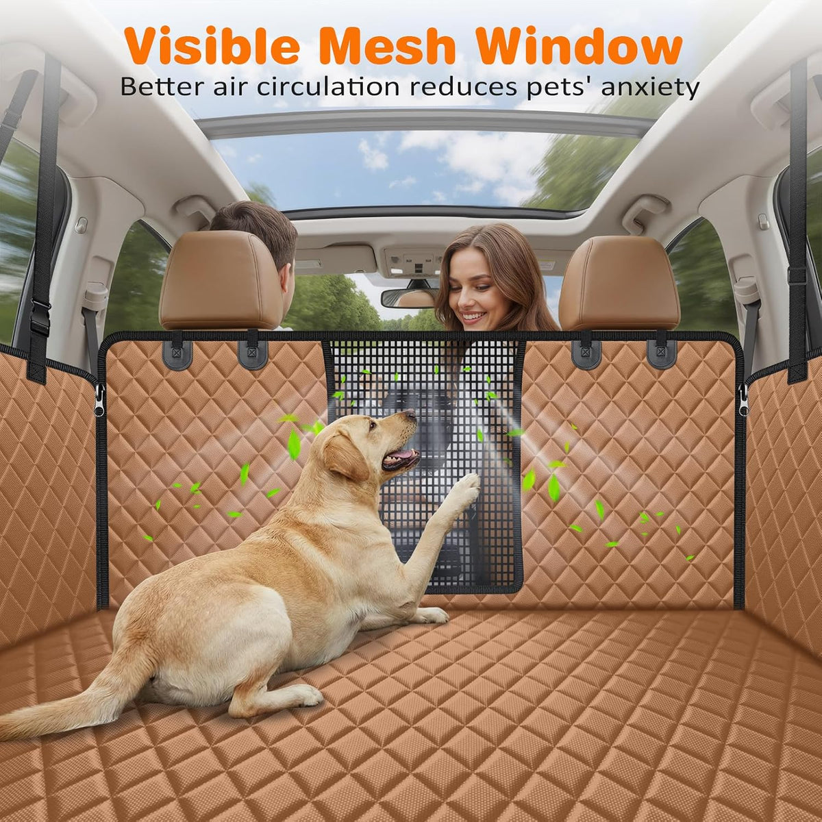URPOWER 4 in 1 Dog Car Seat Cover for Back Seat - Brown / Standard - image 2