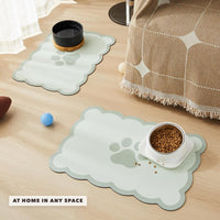 Scalloped Dog Feeding Mat, Beige White, 14" X 19” – Essentials for Dogs - Green / 19"L x 14"W - image 2