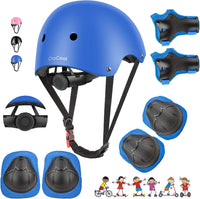 DaCool Kids Bike Helmet Set Skateboard Knee Pads - 2-Blue