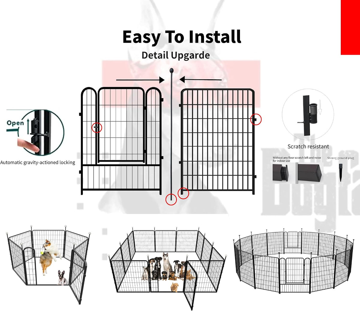 Dog Play Pen Indoors/Outdoor - 8 Panels / 36'' High - image 4