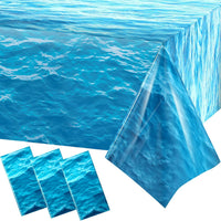Irenare 2 Pieces Ocean Plastic Tablecloth 54 x 108 Inch Blue – Fun for Kids & Family - 3 / 54 x 108 Inch (Rectangular)