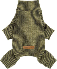 Fitwarm Turtleneck Raglan Dog Pajamas - Large / Olive Green
