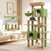 Heybly Cat Tree, 76-Inch Tall Heavy Duty Cat Tower for Big Cats HCT039G – Essentials for Cats - Green and Yellow / 76.8 inch - image 2