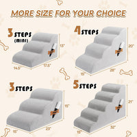 Dog Stairs Ramp for High Bed - 3 Step-15.7"H / Fleece-Light Grey - image 2