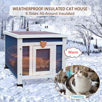 Cat House for Outdoor Cats - Blue(with Liner) - image 3