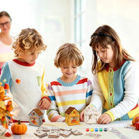 Fennoral 7 pack wooden 3D pumpkin house craft kit for kids Halloween decorating - view 28
