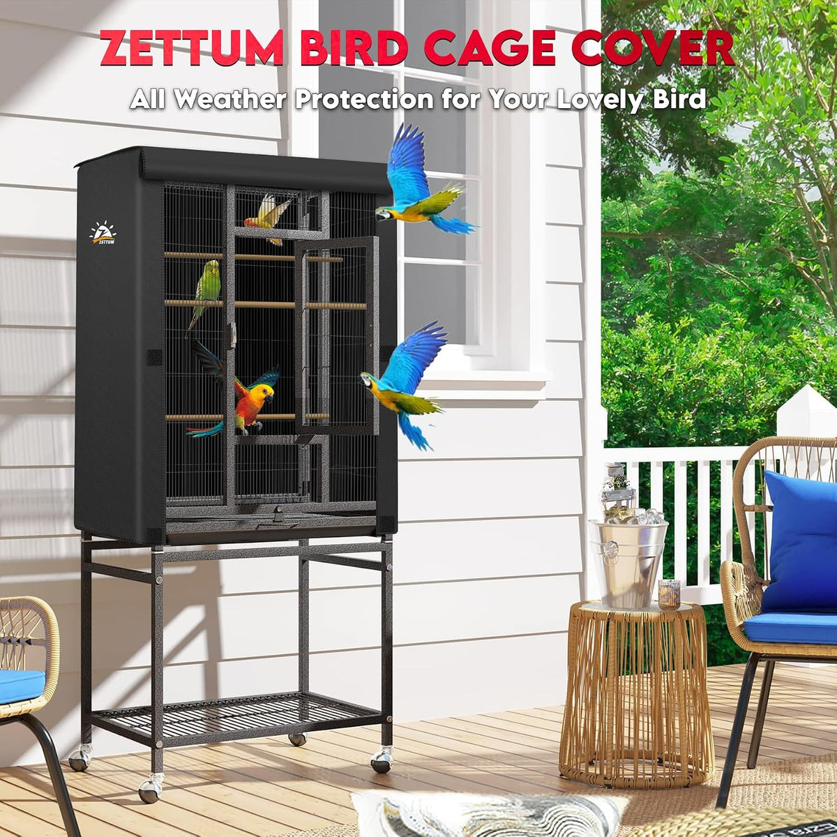 Bird Cage Cover - 600D Bird Cage Covers for Night Heavy Duty & Waterproof, Fade-Resistant Pet Bird - 38 x 24 x 48 Inch - image 4