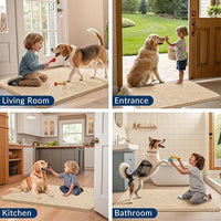 Smiry Dog Door Mat for Muddy Paws 59x24, Absorbs Moisture and Dirt Doormat, Non-Slip Washable Quick Dry Chenille Front Door Mat Indoor Entrance, Entryway Carpet for Inside Floor, Beige