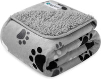 PetAmi Waterproof Dog Blanket Puppy Couch Bed Cover Queen 90x90 - Paw Gray / Small (24x32)