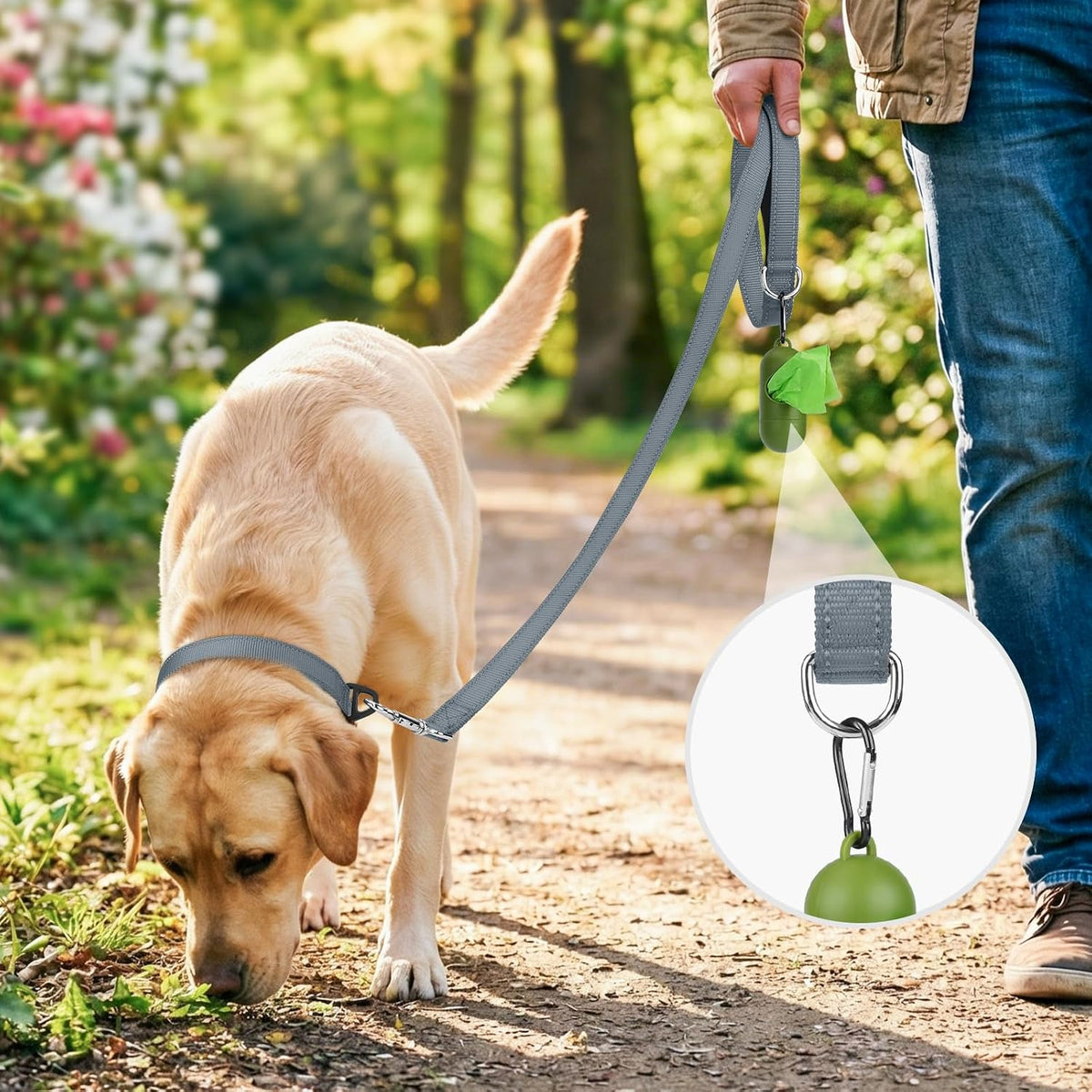 Joytale Reflective Dog Leash for Medium & Large Dogs - 5 ft Narrow / Grey - image 2