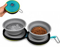 KALLAK Travel Dog Bowls, 2 Collapsible Bowls with Zipper Carrying Case – Essentials for Dogs