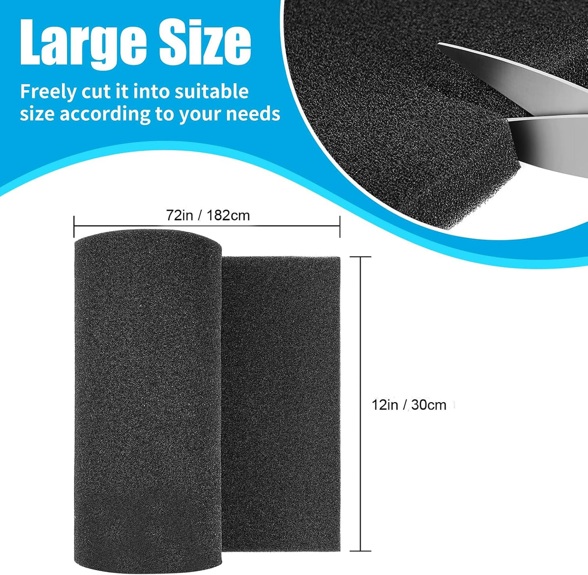 AQUANEAT Aquarium Bio Sponge Filter Media Pad 36" x 12" x 1" / 72" x - 72" x 12" x 1" (Pack of 3) - image 2