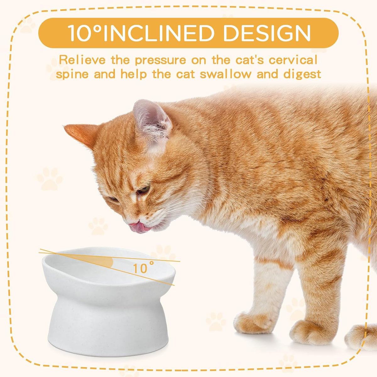 4 Pieces Plastic Tilted Elevated Cat Bowls Raised Cat Food Bowls - White - image 3
