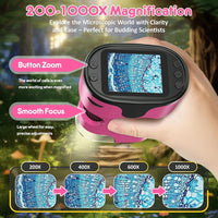 Kids Digital Microscope Science Gift: Complete STEM Toy Kit for Ages - Pink - image 2