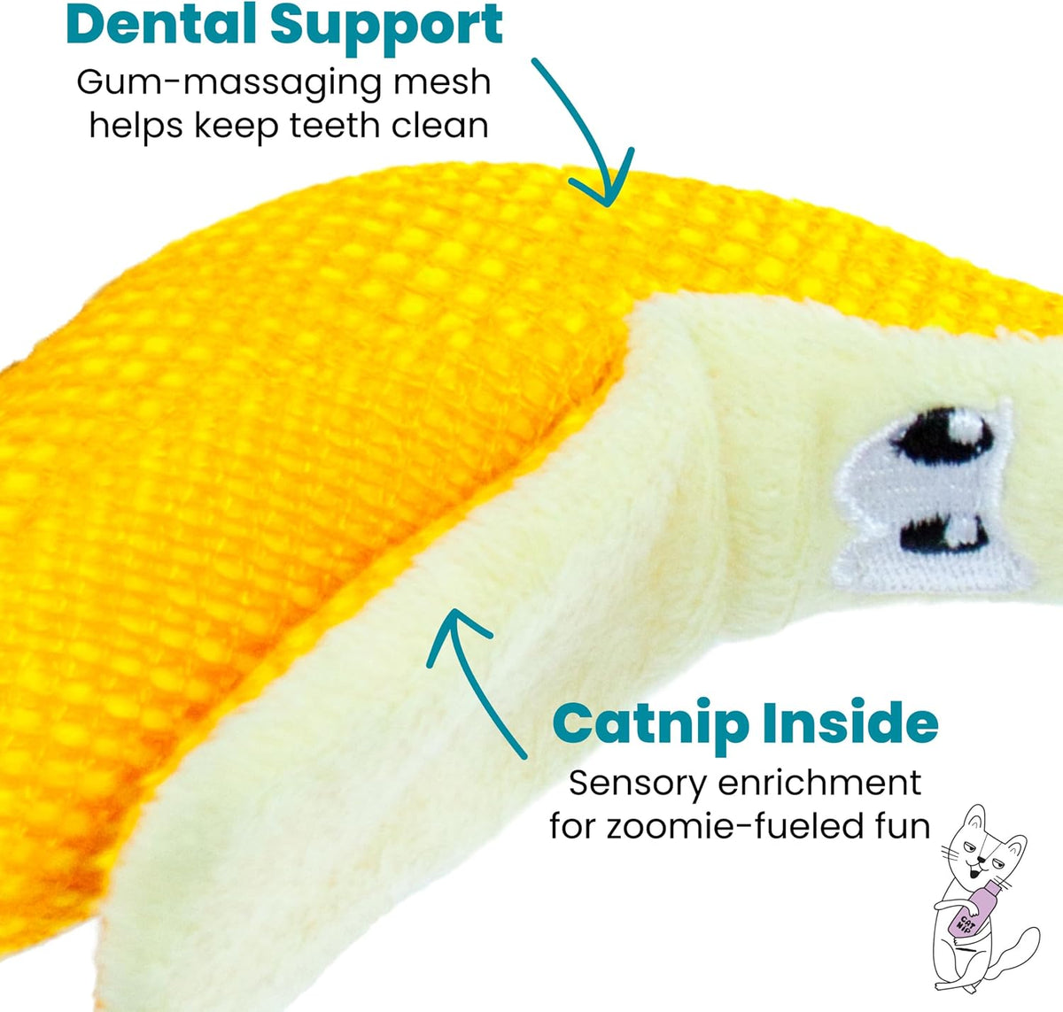 Catstages Strawbabies Dental Cat Chew Toy with Catnip & Feathers - Dental Catnip Toys - image 3