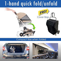HPZ-PR America Pet Rover Lite Premium Light-Weight Dog/Cat/Pet Stroller Travel Carriage with Convertible Compartment/Aluminum Frame for Small & Medium Pets (Taupe 2nd-Gen.)
