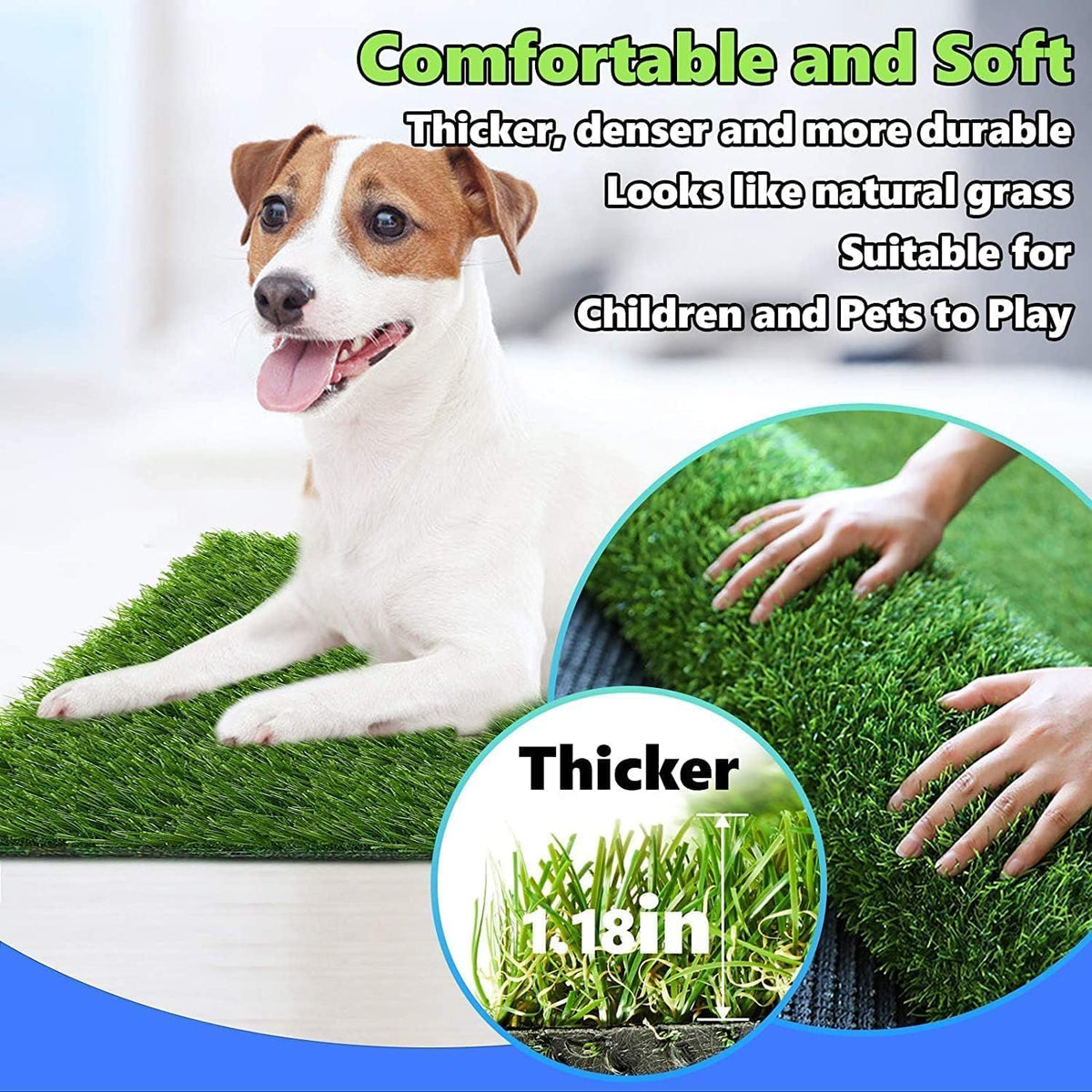 30 x 20 inches 2 Pack Fake Grass Pee for Dogs Artificial Grass Rug - 29 x 20 Inch (Pack of 2) - image 4