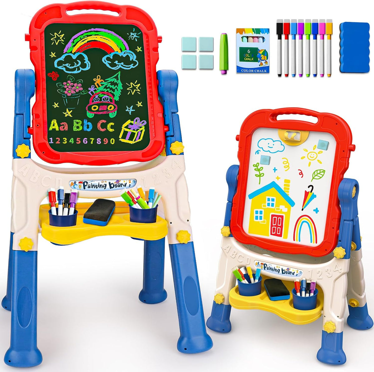 Easel for Kids Double-Sided Art Drawing Board Toys 3 4 Year Birthday - Blue