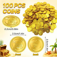 Geodurn 100 plastic pirate gold coins with embossed pirate design - view 10