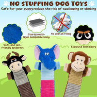 2 Pack No Stuffing Dog Squeaky Toys - Elephant&Monkey&Cattle - image 2