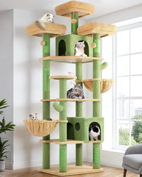Globlazer Cat Tree Tower for Multiple Adult Cats, F82 - 82 inch / Green