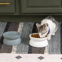 Kitty City Elevated Slow Feeder Cat Bowls - Gray/White / Small - Slow Feed - image 4