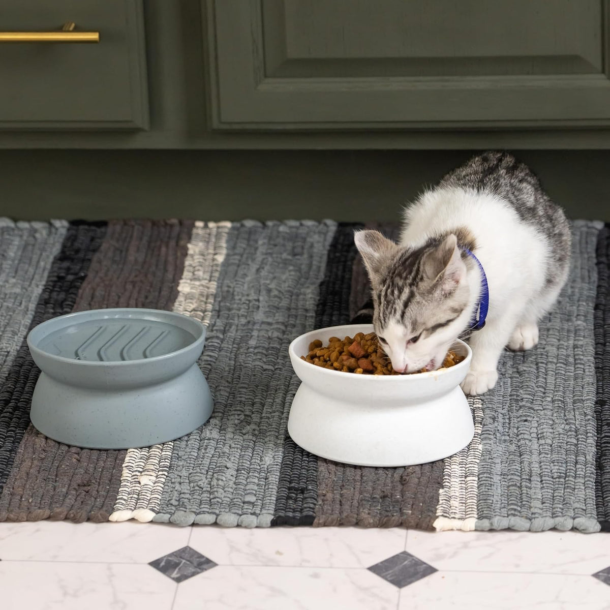 Kitty City Elevated Slow Feeder Cat Bowls - Gray/White / Small - Slow Feed - image 4