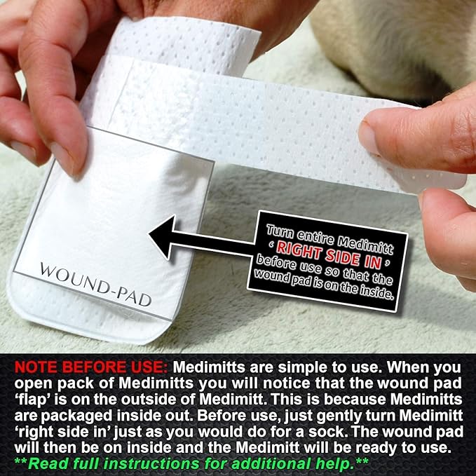 Medimitt Paw Bandages for Dogs, Cats and Pets – Stretchy Medical Booties, First Aid for Paws – Non Slip, Non Adhesive, Breathable, Disposable, Washable, Adjustable Strap, Value Pack (X-Large 20-Pack)