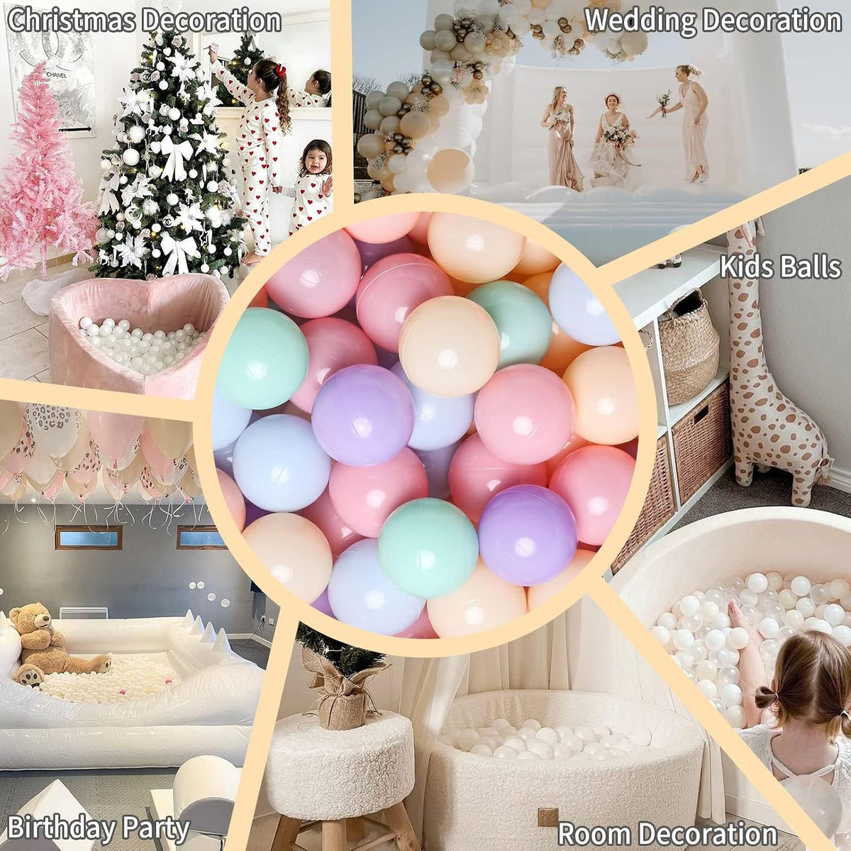 GOGOSO Ball Pits Balls for Toddlers Pack of 50 100 200 Plastics Shape - Macaron Colors / 100 balls - image 4