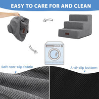 Dog Stairs for Small Dogs & Cats - Grey / 3-Step 13.6" H - image 4