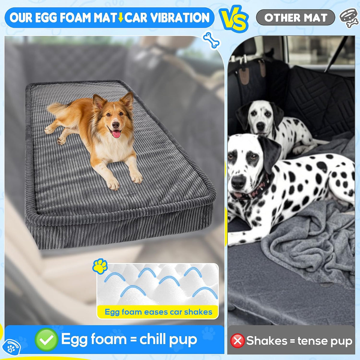Dog Car Bed, Non-Slip Backseat Extender Pet Mat 50"x24.6"x2" – Essentials for Dogs - XL（56"Lx28.7"M×4"H) / Dark Gray - image 3