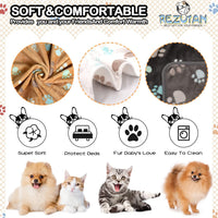 Rezutan Blanket for Large Dogs & Cats Soft Reversible Cute Paw 40"x31" – Essentials for Dogs - Grey/Brown/White / Large,41x31inch - image 2