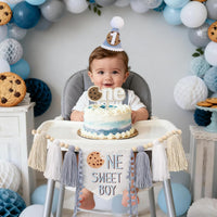 DCJHFJ First Birthday Decorations for Boy Highchair Banner One - Blue Brown White - image 2