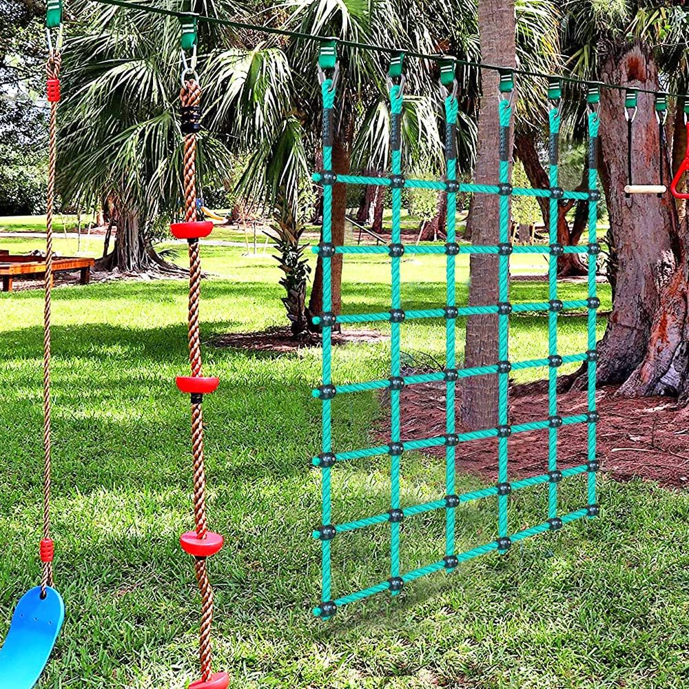 Climbing Cargo Net 49" x 77" Heavy Duty Climbing Rope Net for Outdoor - Green / 49" x 77" - image 3