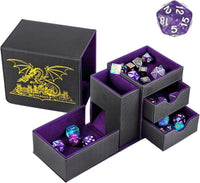 Stepane dice tray and dice tower storage box in black and red PU leather with drawers - view 4