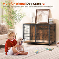 MAHANCRIS Dog Crate Furniture with Cushion - 39.4"L x 23.6"W x 27.5"H / Rustic Brown - image 2