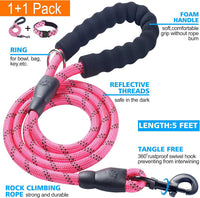 Ladoogo Reflective Dog Collar Padded with Soft Neoprene - Pink/White / Medium - image 2