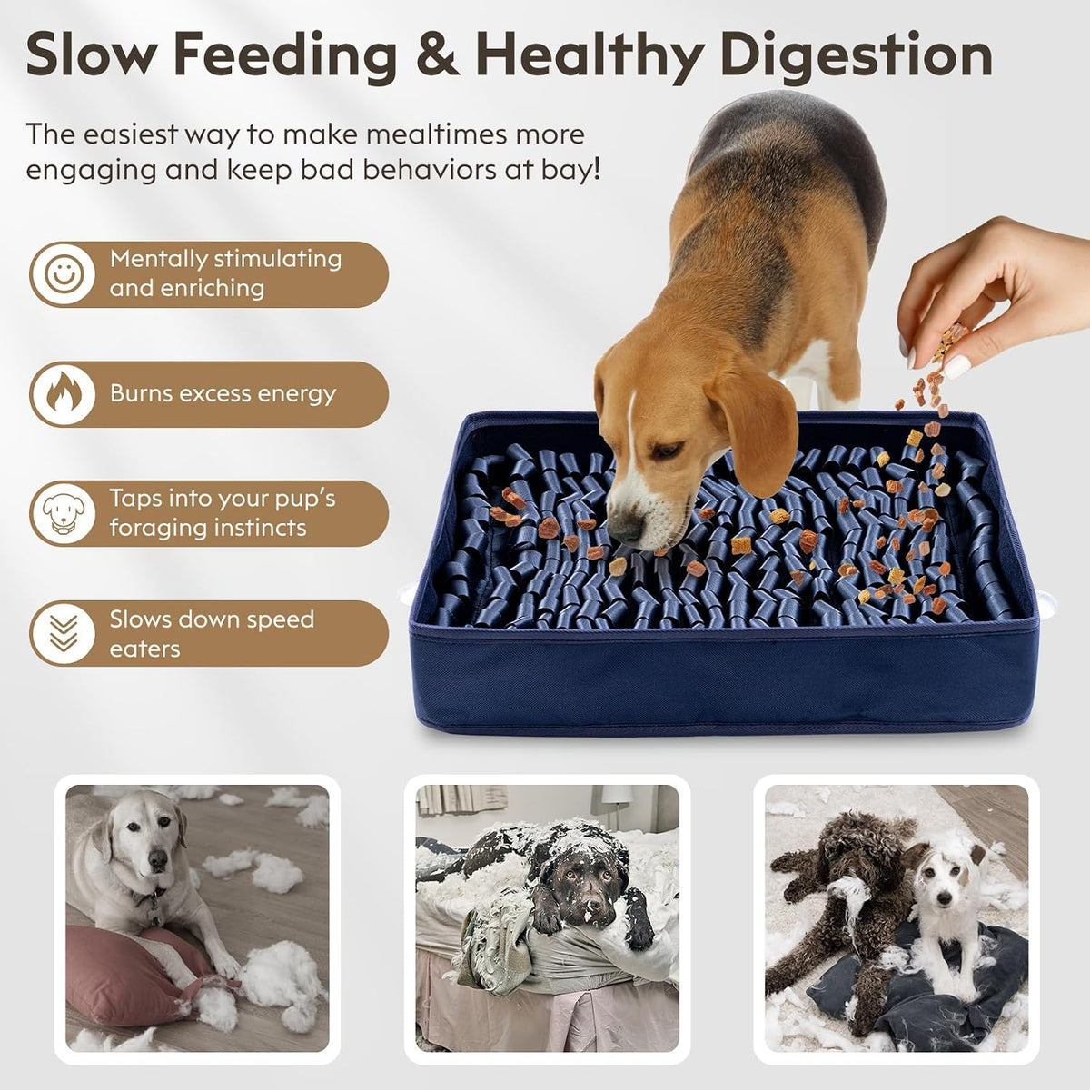 FunFurry Snuffle Mat for Dogs, Dog Puzzle Mat - Navy / 17" X 15" - image 4
