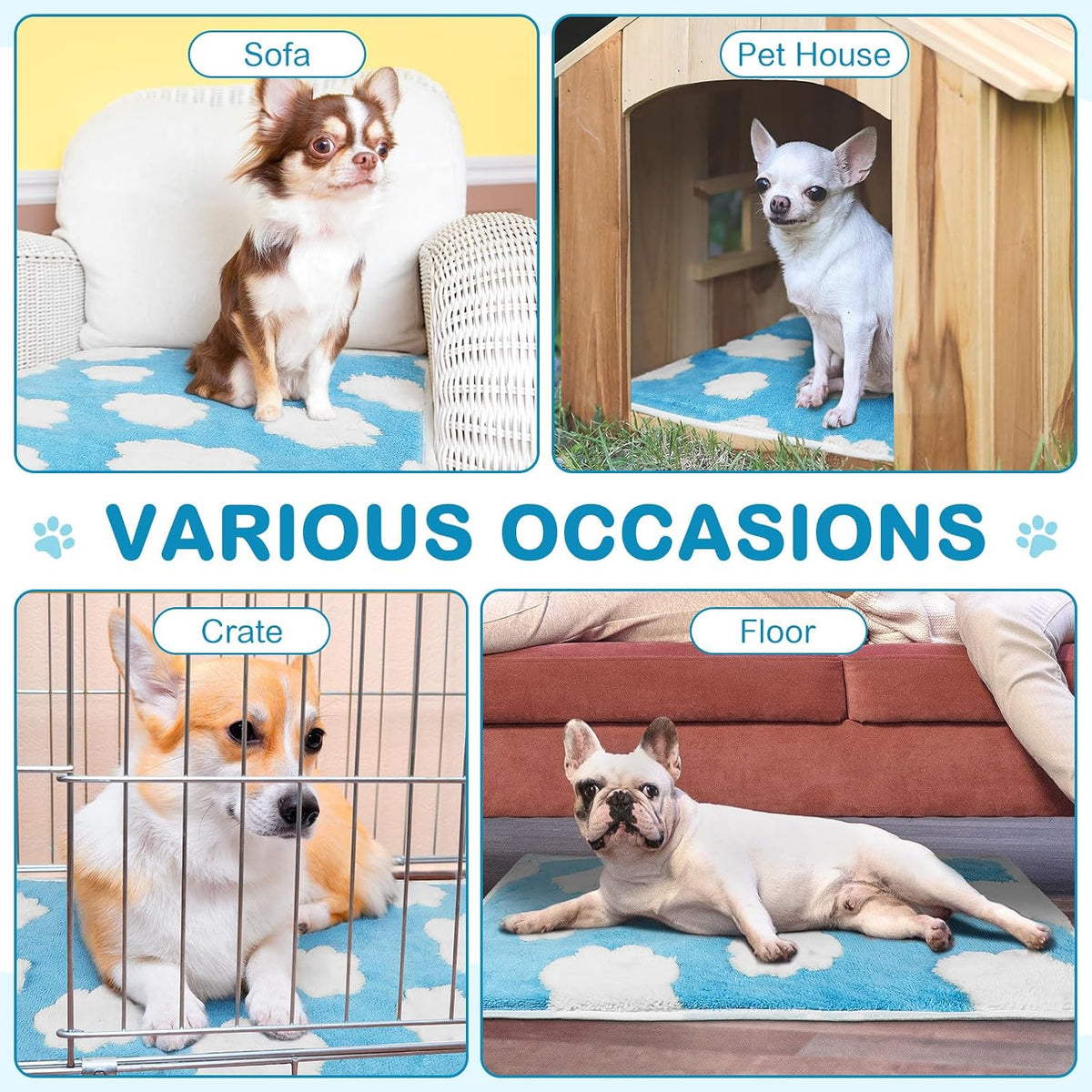 4 Pack Self Heating Cat Pad Self Warming Dog Mat, Heart - Clouds / 16 x 20 Inches - image 4