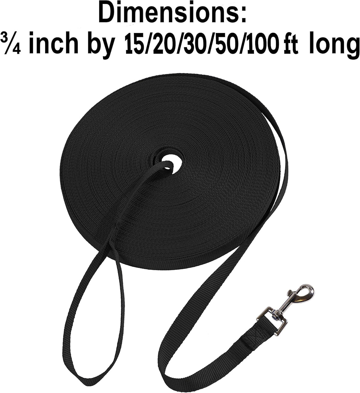 Hi Kiss Dog/Puppy Obedience Recall Training Agility Lead - 50 Feet / Black - image 2