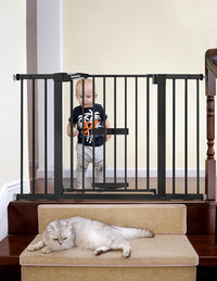 Babelio 36" Tall Pet Gate with Cat Door, CatPrivilege II, 29-40" - Black / 29-48" Wide, 30" Tall