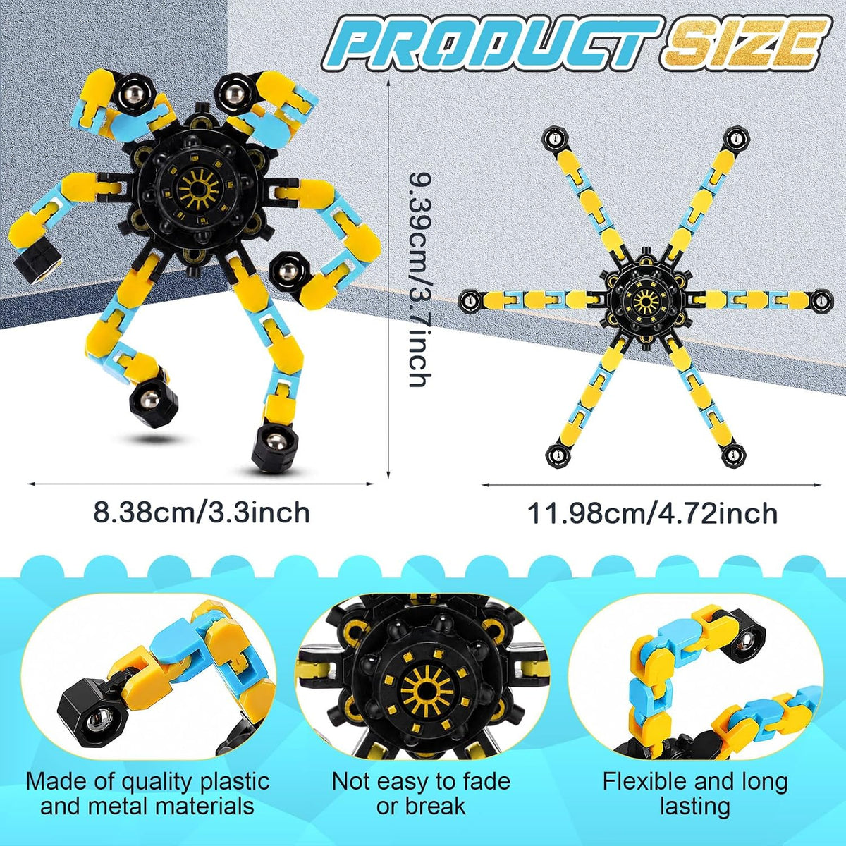 Jerify 40 pack transformable chain robot fidget spinner toys in five bright colors - view 30