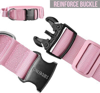 OneTigris Pink Dog Harness Leash Collar Set,Adjustable Dog Vest Harness for Walking Hiking Training(Medium)