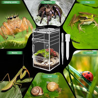 Jumping Spider Enclosure, 3x3x6 Inch Jumping Spider Habitat with Magnet Opening Door Jumping Spider Accessories Small Acrylic Terrarium for Tarantula and Praying Mantis