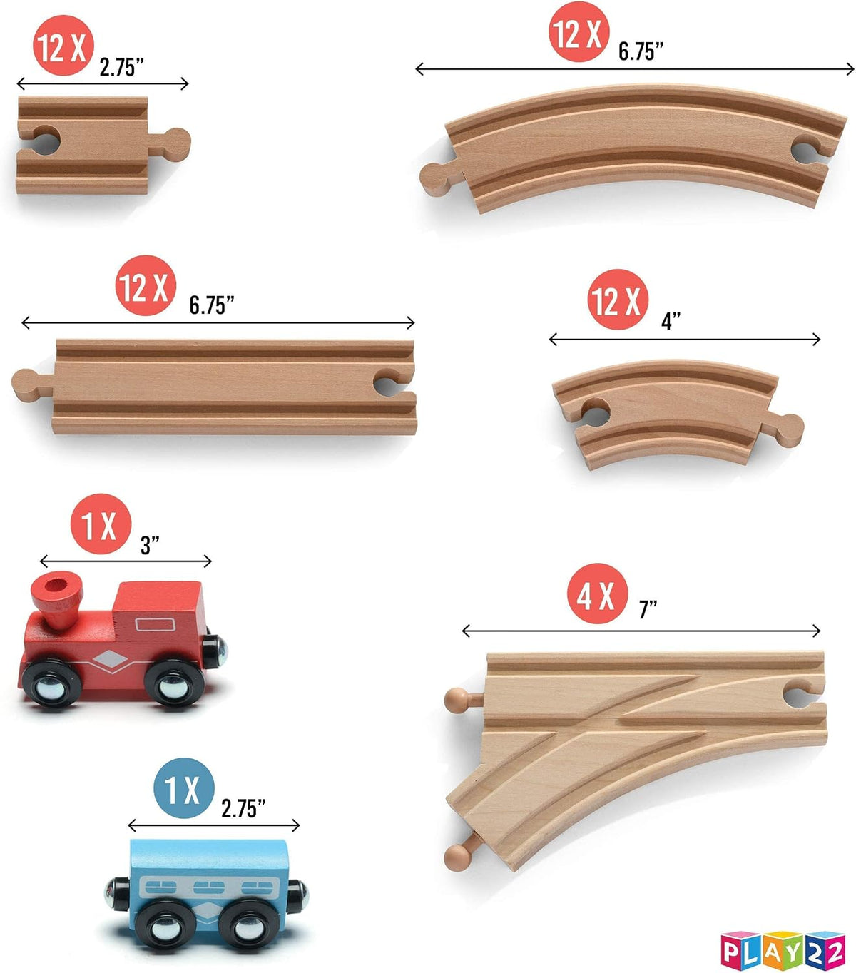 Wooden Train Track 52 PCS Set - image 4