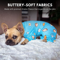 Spark Paws Dog Pajamas - Stretch Onesie Recovery Full Leg Surgery Suit PJS – Essentials for Dogs - Breakfast Blue / Medium - image 4