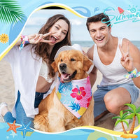 Shyyween100 Pieces Hawaii Dog Bandanas Bulk Summer Bandanas for Dogs Soft Bibs Adjustable Triangle Scarf for Small Medium Large Pets Summer Costume